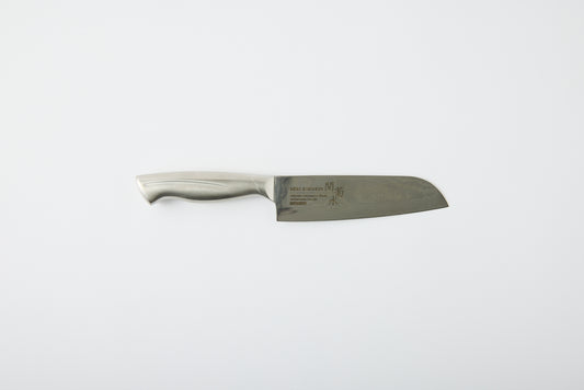 33-Layer Damascus Santoku Knife with Stainless Steel Handle