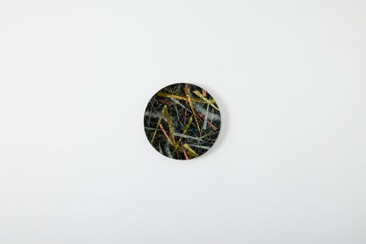 Kirihaku Glass – Black with Kawari Yakihaku – Round Plate