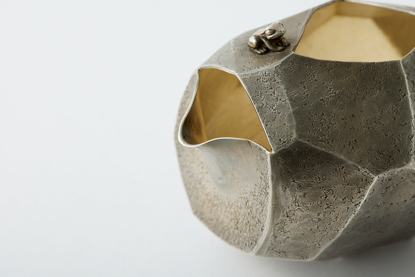 Pure Silver Bamboo-Shaped Sake Cup with Gold Inlay