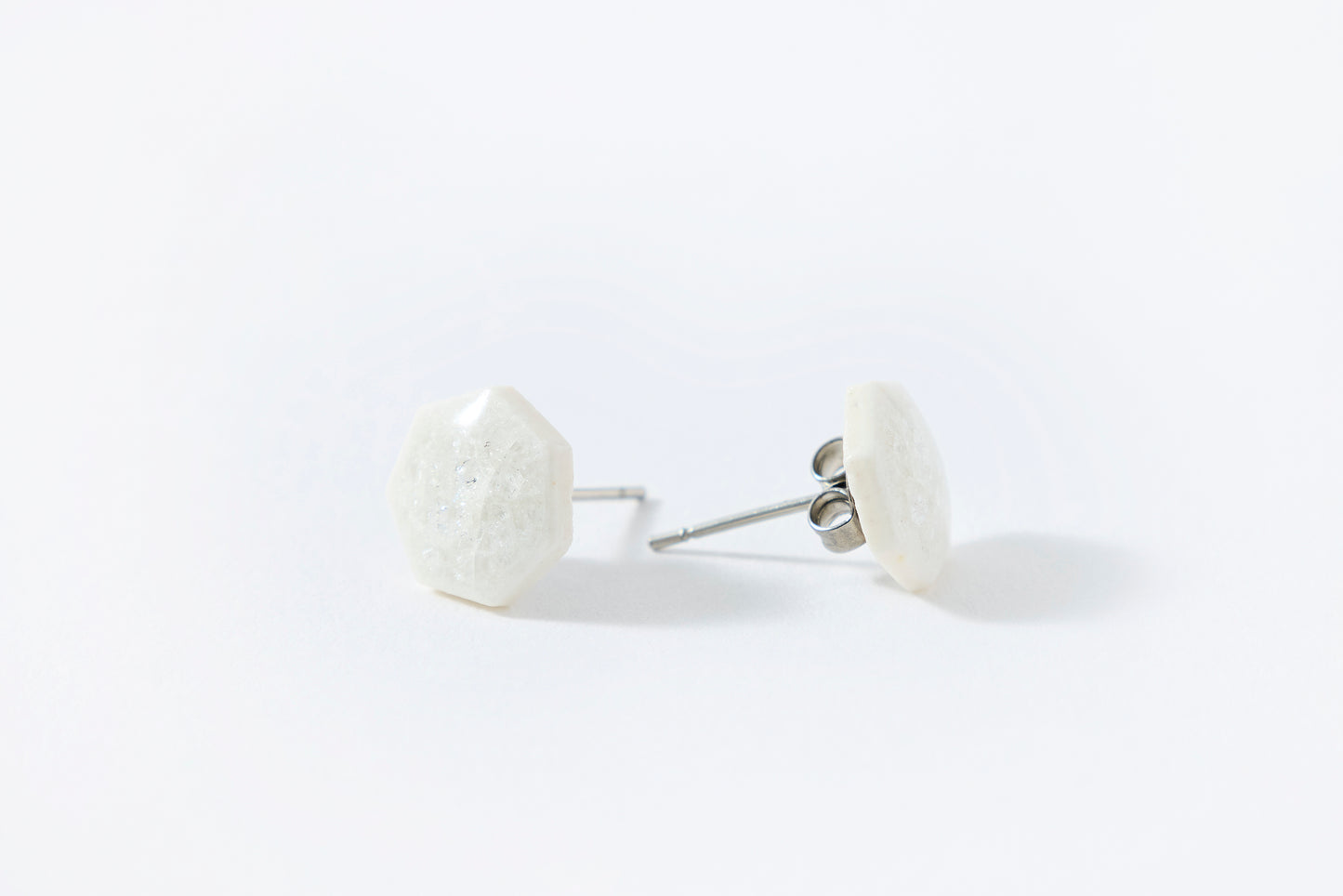 Ice-Colored Heptagonal Earrings