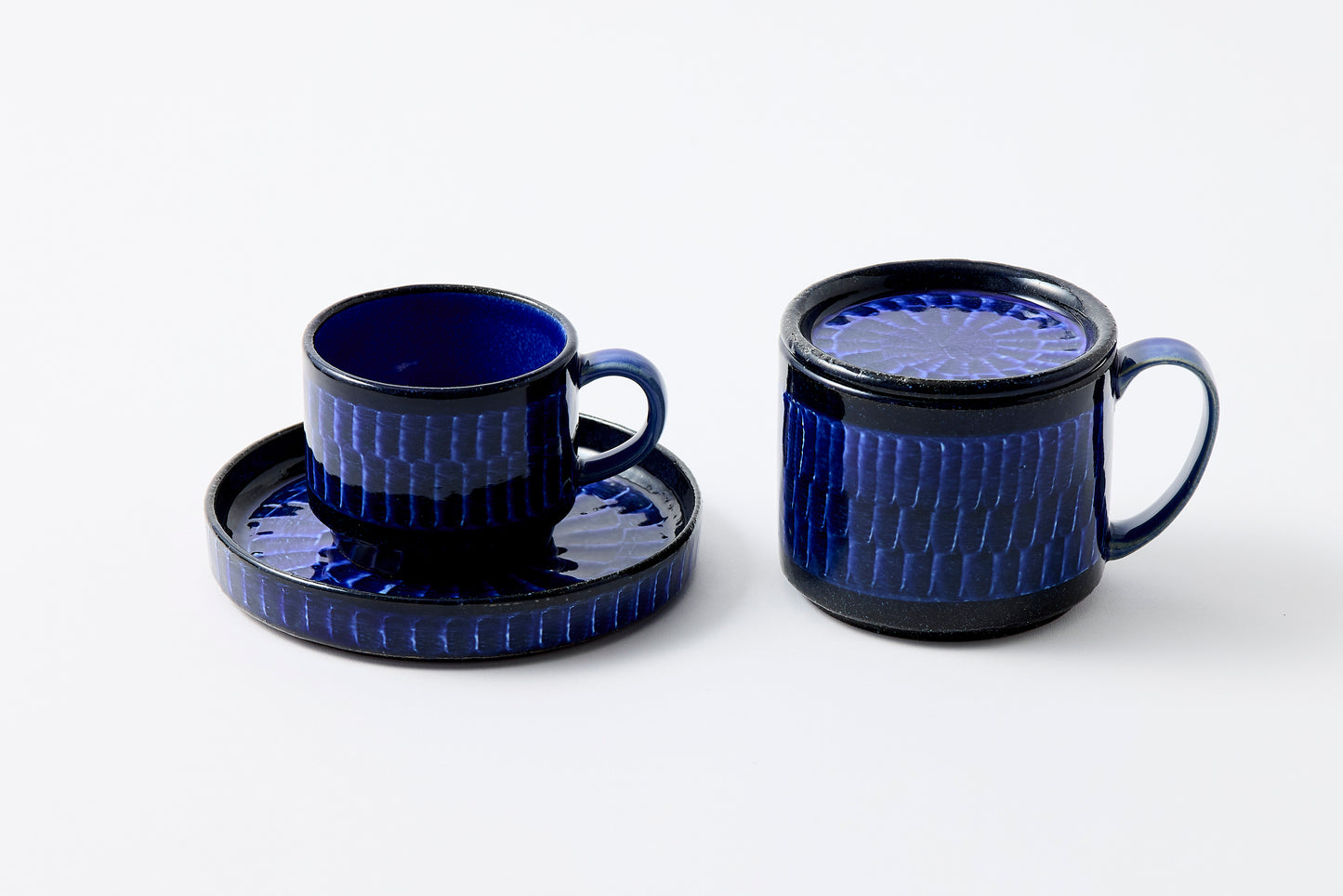 FD Blue Glaze Brush Stroke Lidded Mug Hasami Porcelain
