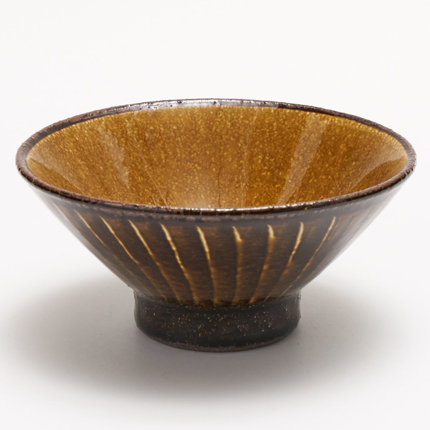 FD Amber Glaze Brush Stroke Rice Bowl Hasami Porcelain