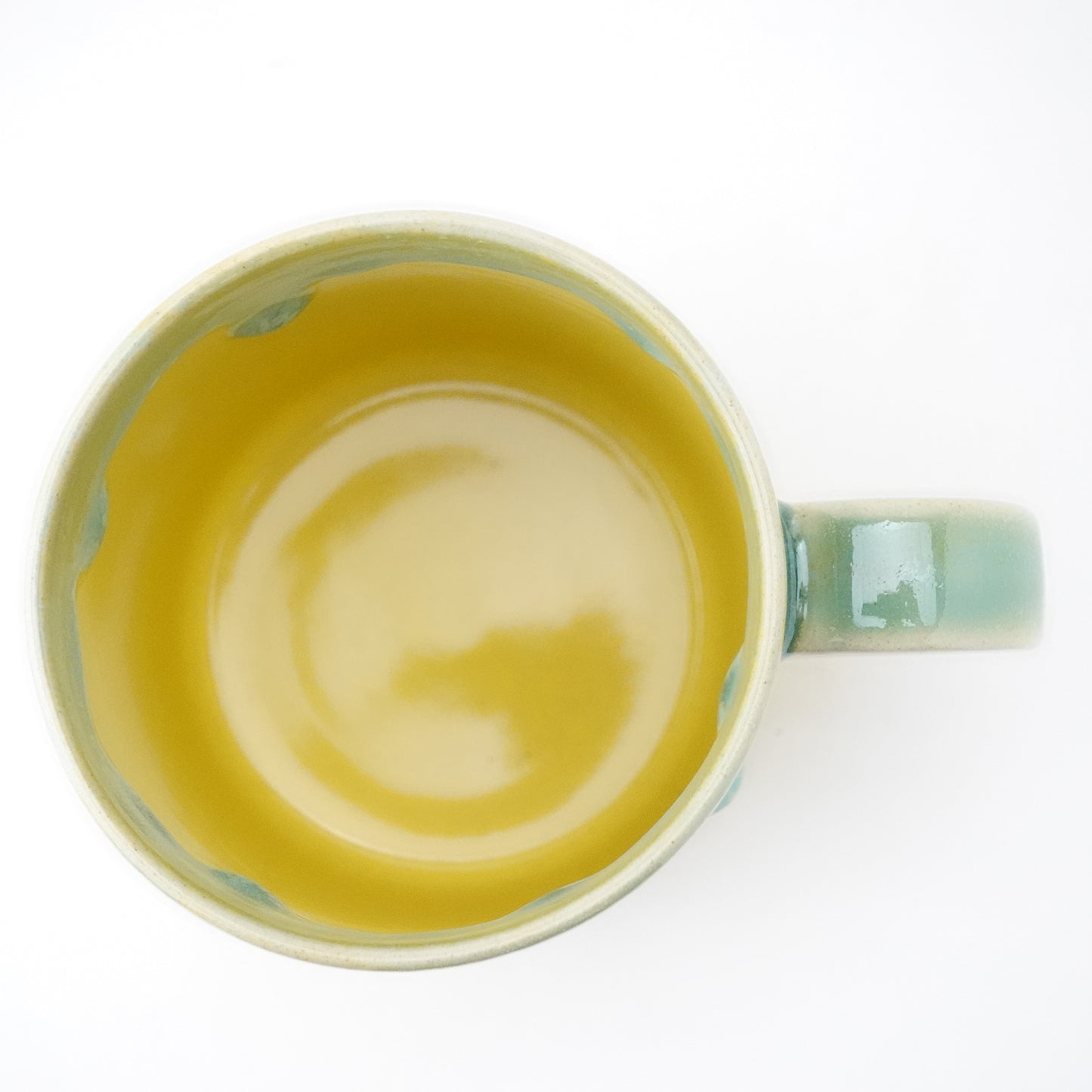 FD Green Rim Drip on Yellow Tall Mug Hasami Porcelain