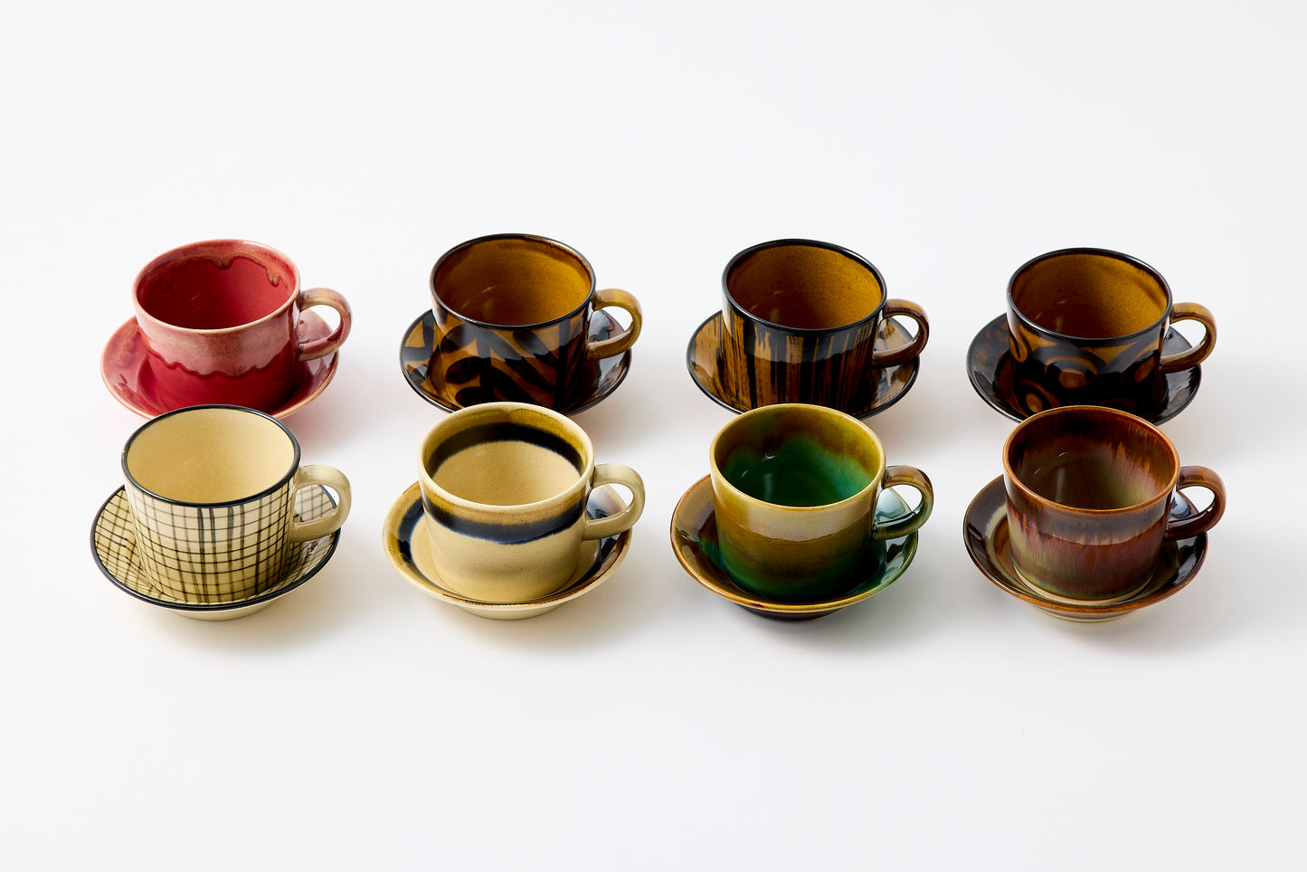 Rust Rim and Amber Glaze Cup & Saucer Hasami Porcelain