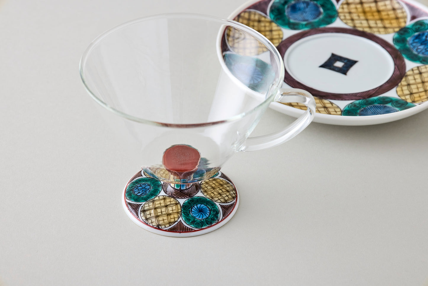 Coffee Cup & Saucer - Ko Kutani Circle Motif