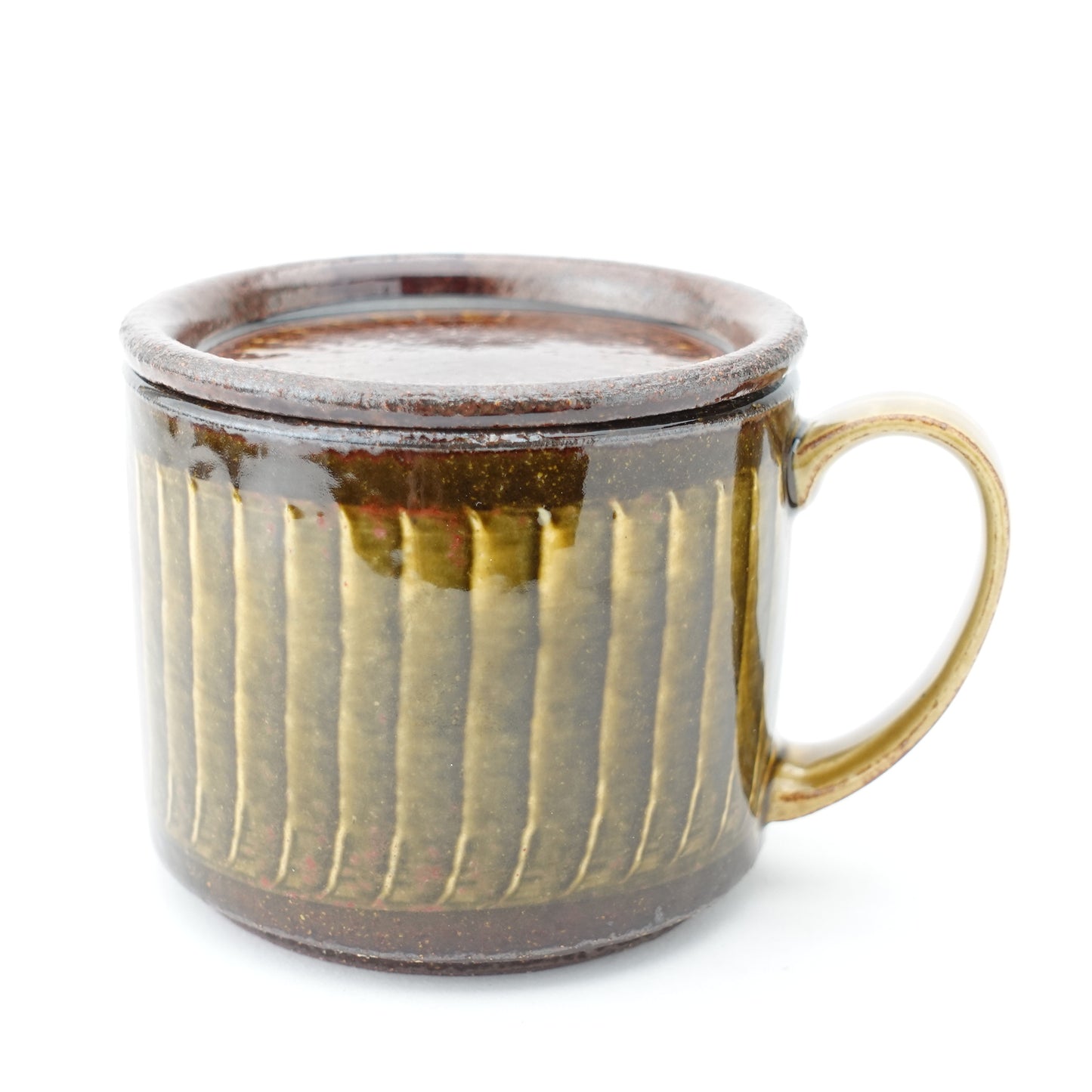 FD Amber Glaze Brush Stroke Lidded Mug Hasami Porcelain