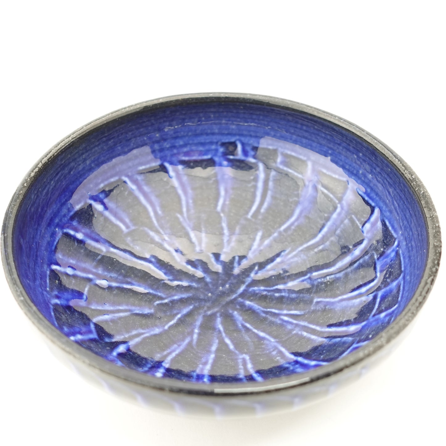 FD Blue Glaze Brush Round Flat Bowl Hasami Porcelain