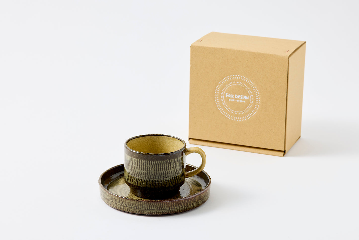 FD Yellow Glaze Tobikanna Coffee Cup & Saucer Hasami Porcelain