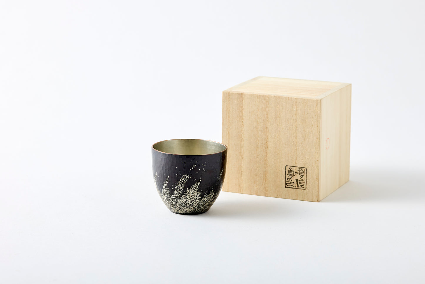 Sake Cup – Polished Tin / Splashing Waves