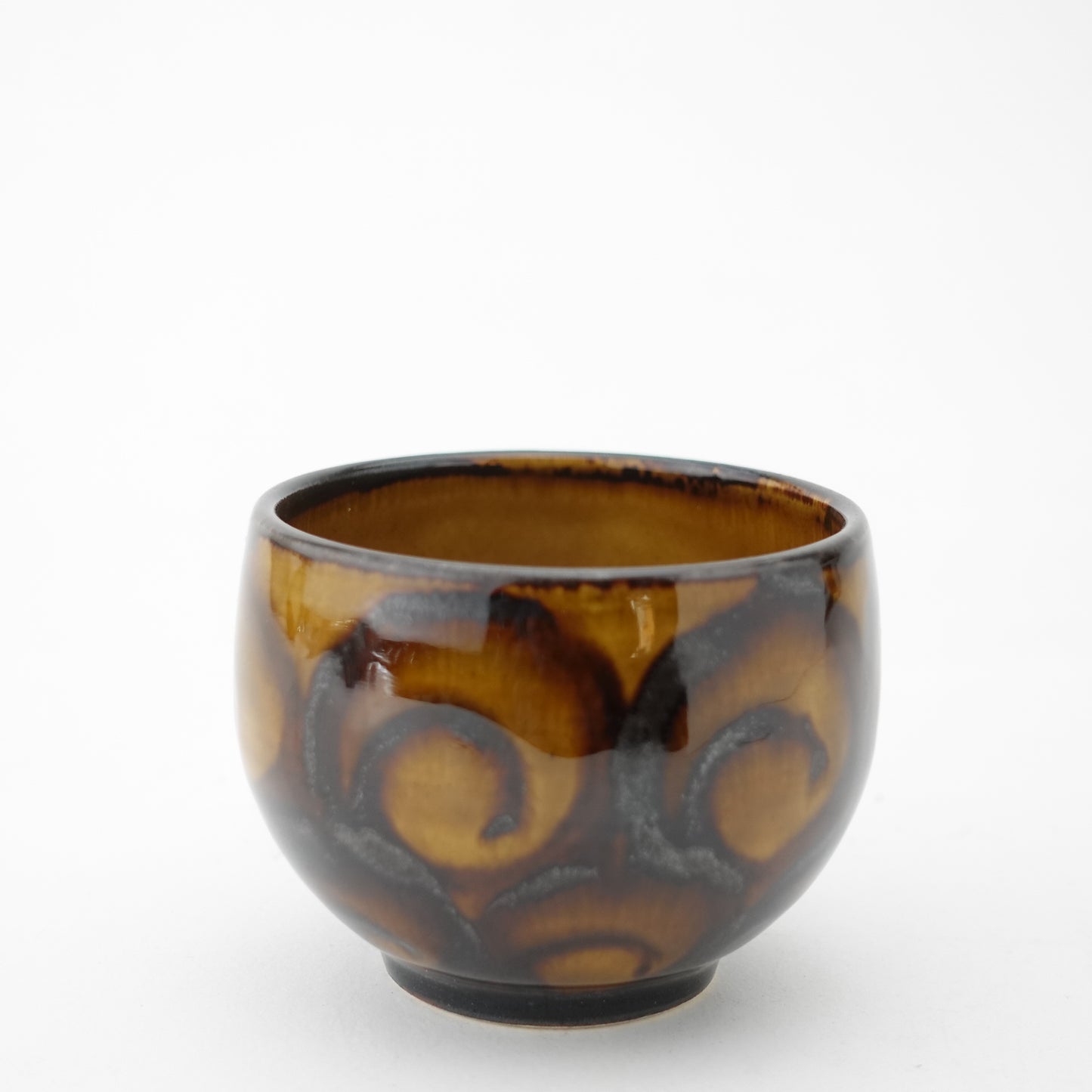 FD Circle Motif Amber Glaze Sencha Teacup & Saucer Hasami Porcelain