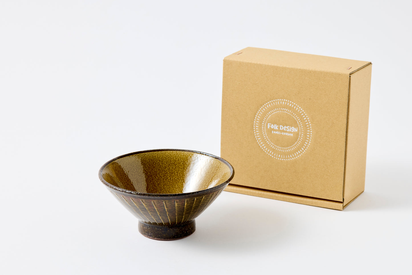 FD Amber Glaze Brush Stroke Rice Bowl Hasami Porcelain