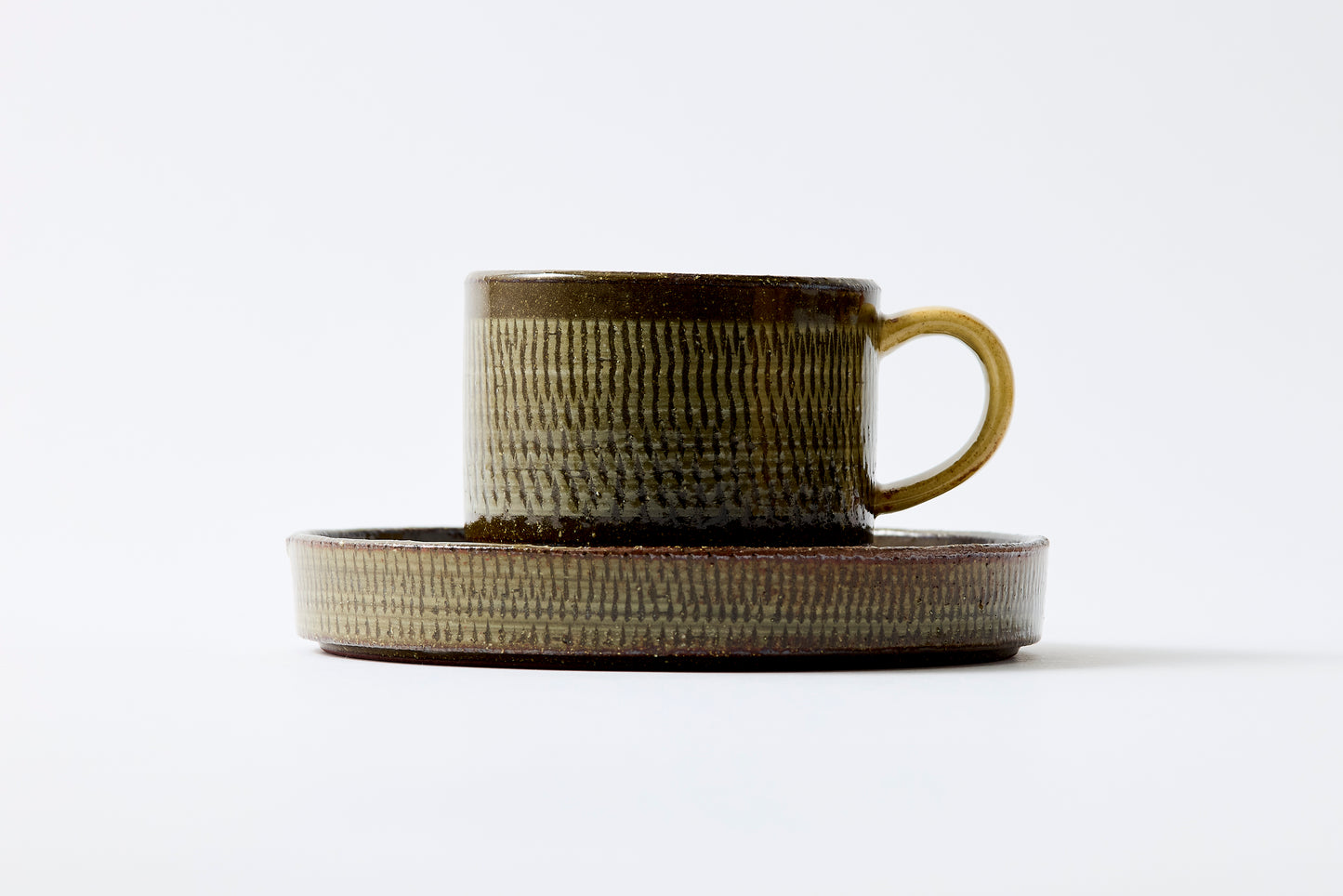 FD Yellow Glaze Tobikanna Coffee Cup & Saucer Hasami Porcelain