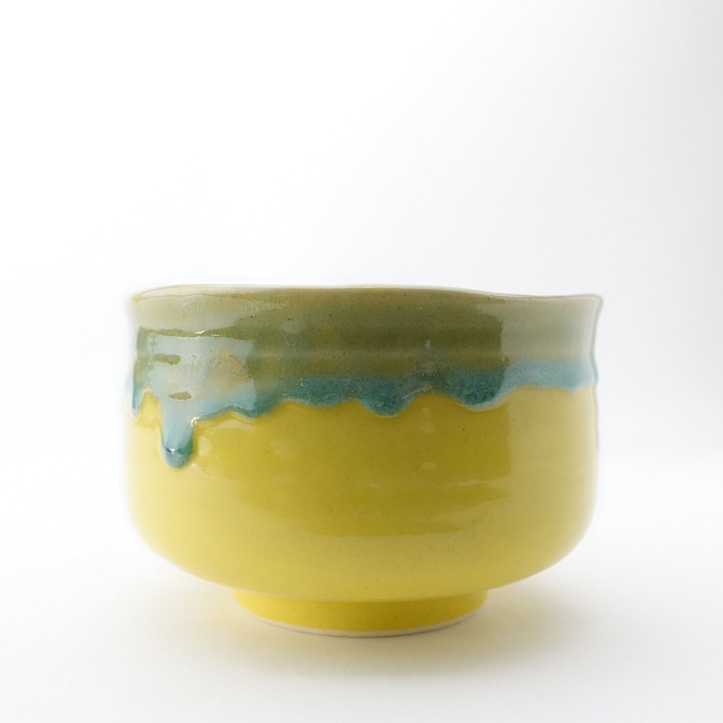 FD FD Yellow Glaze with Edge Drip Nodate Matcha Bowl Hasami Porcelain