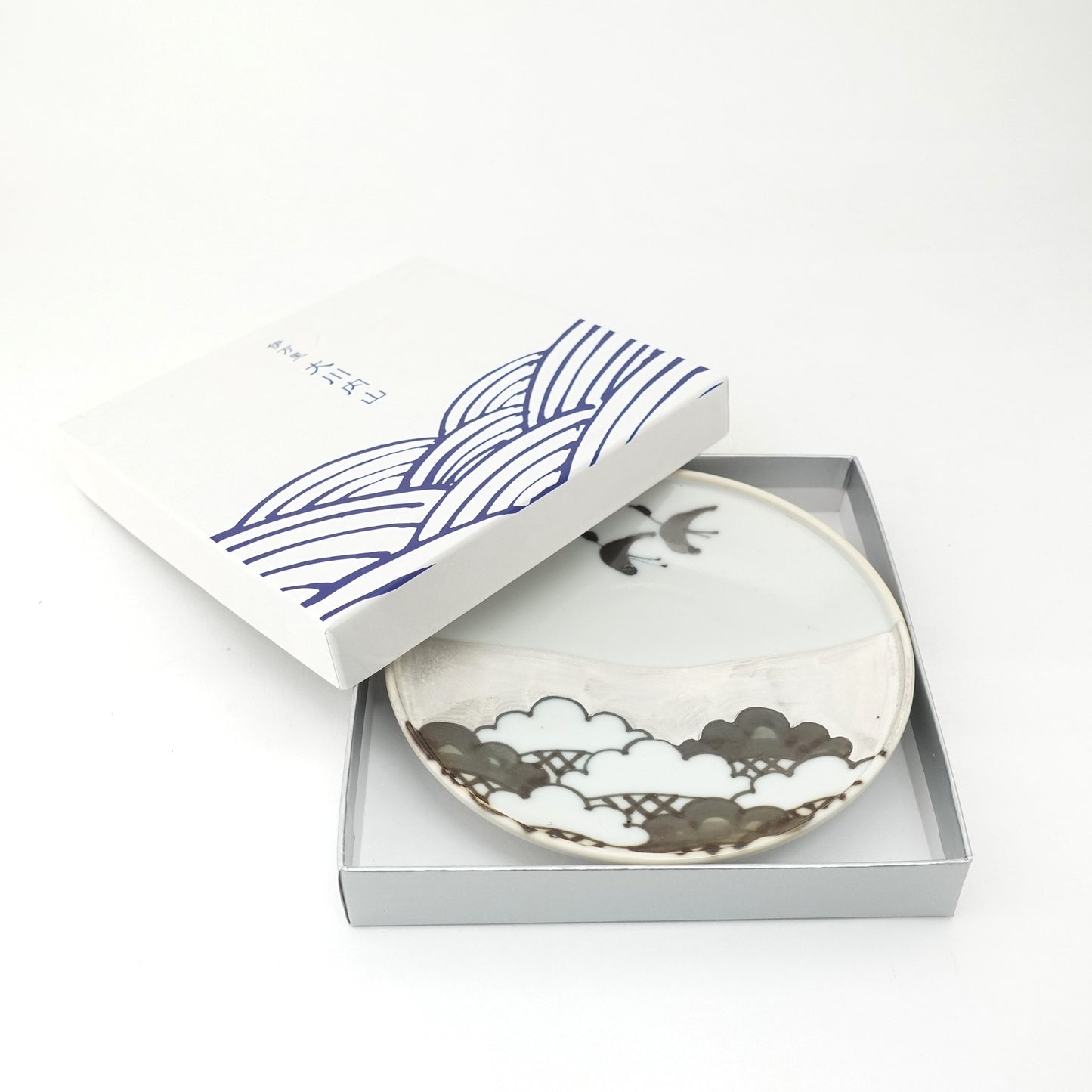 Silver-Accented Crane and Pine 4-inch Plate Imari Porcelain