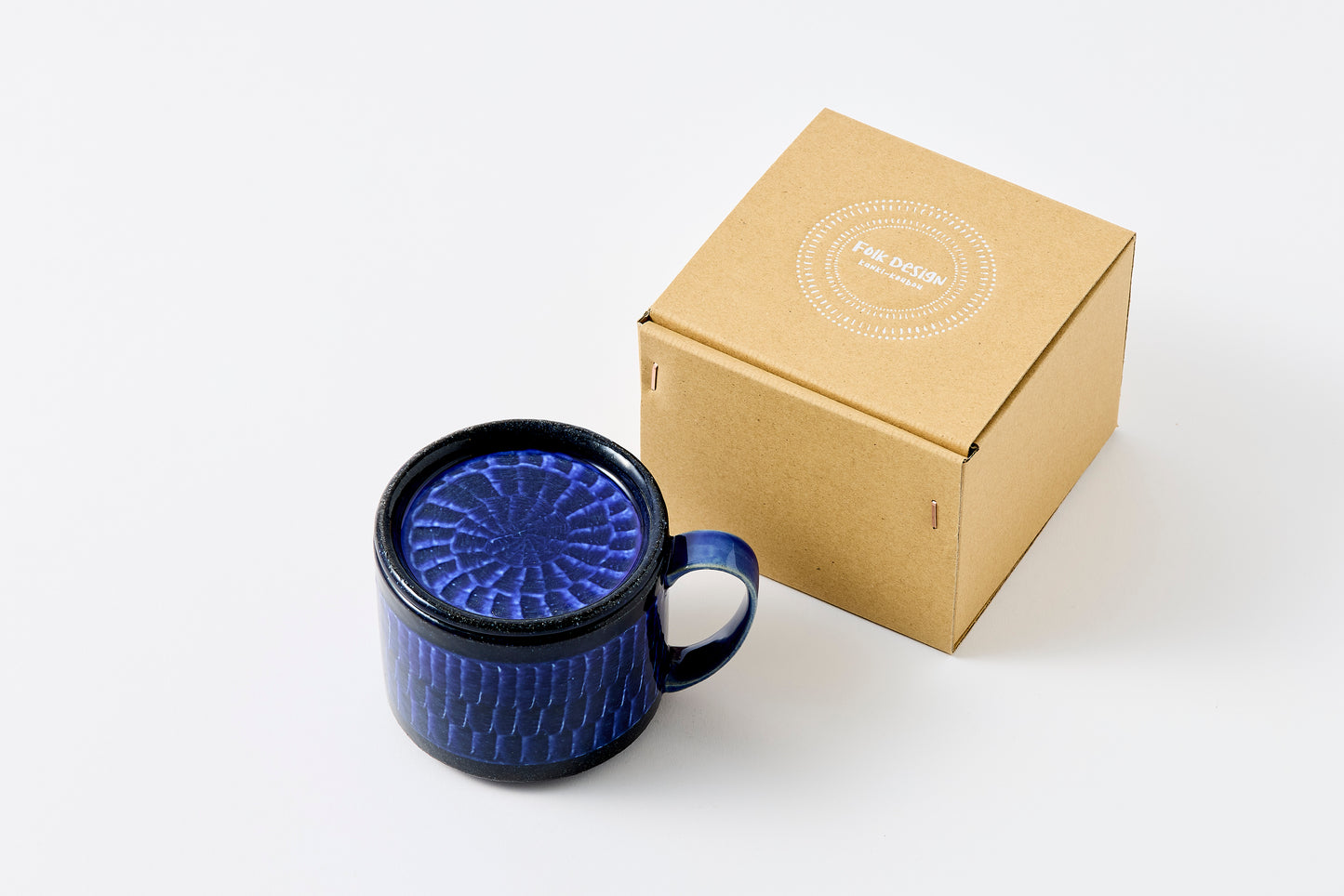 FD Blue Glaze Brush Stroke Lidded Mug Hasami Porcelain