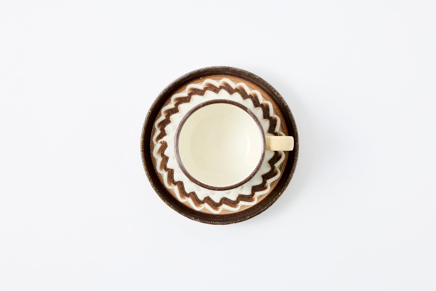 FD White Glaze Ripple Coffee Cup & Saucer Hasami Porcelain