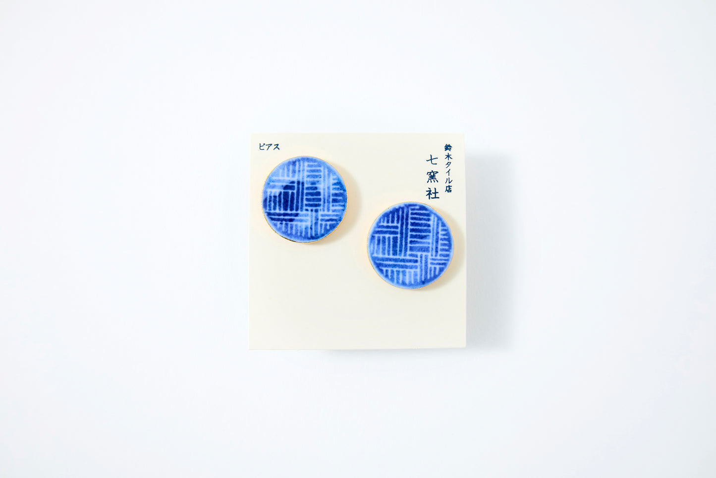 Hand-Painted Round Tile Pattern Earrings