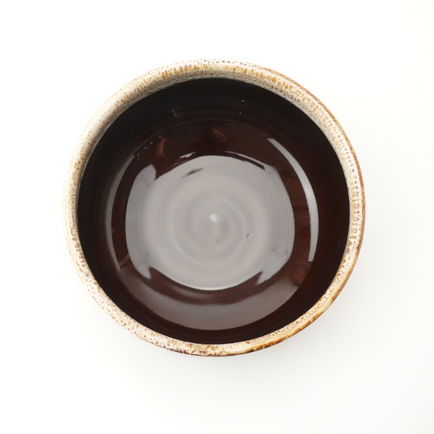 FD Amber Brown & White Karatsu Drip Nodate Matcha Bowl Hasami Porcelain