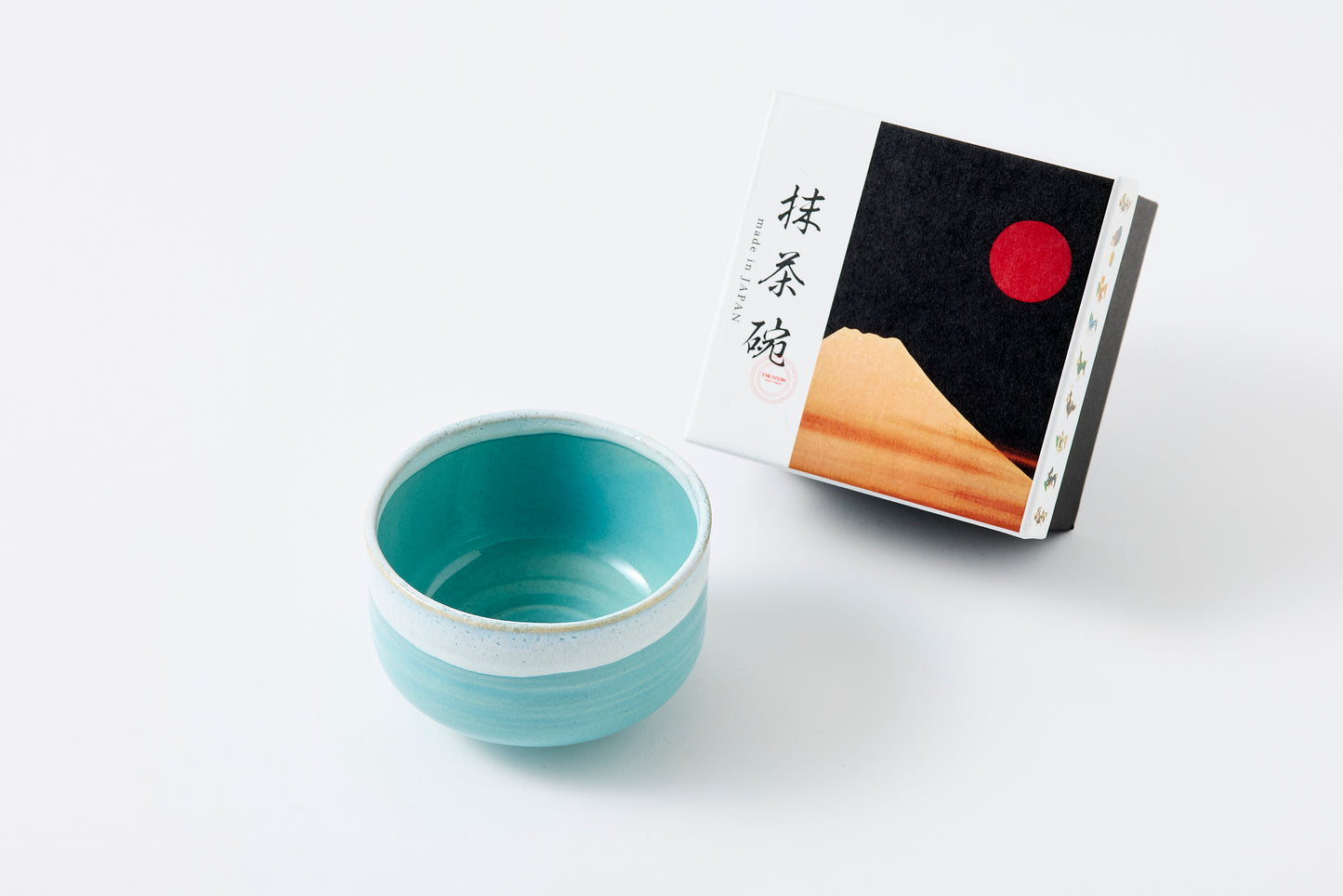 FD Blue Glaze and White Karatsu Drip Nodate Matcha Bowl Hasami Porcelain