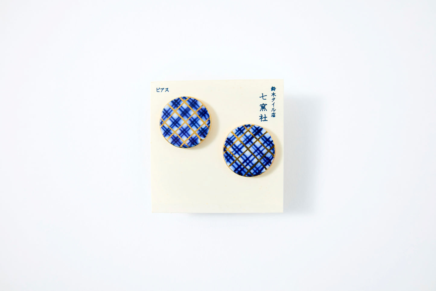 Hand-Painted Round Tile Grid Earrings