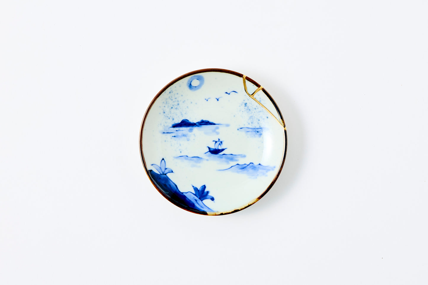 Gold Line Kosome Landscape Small Plate Imari Porcelain