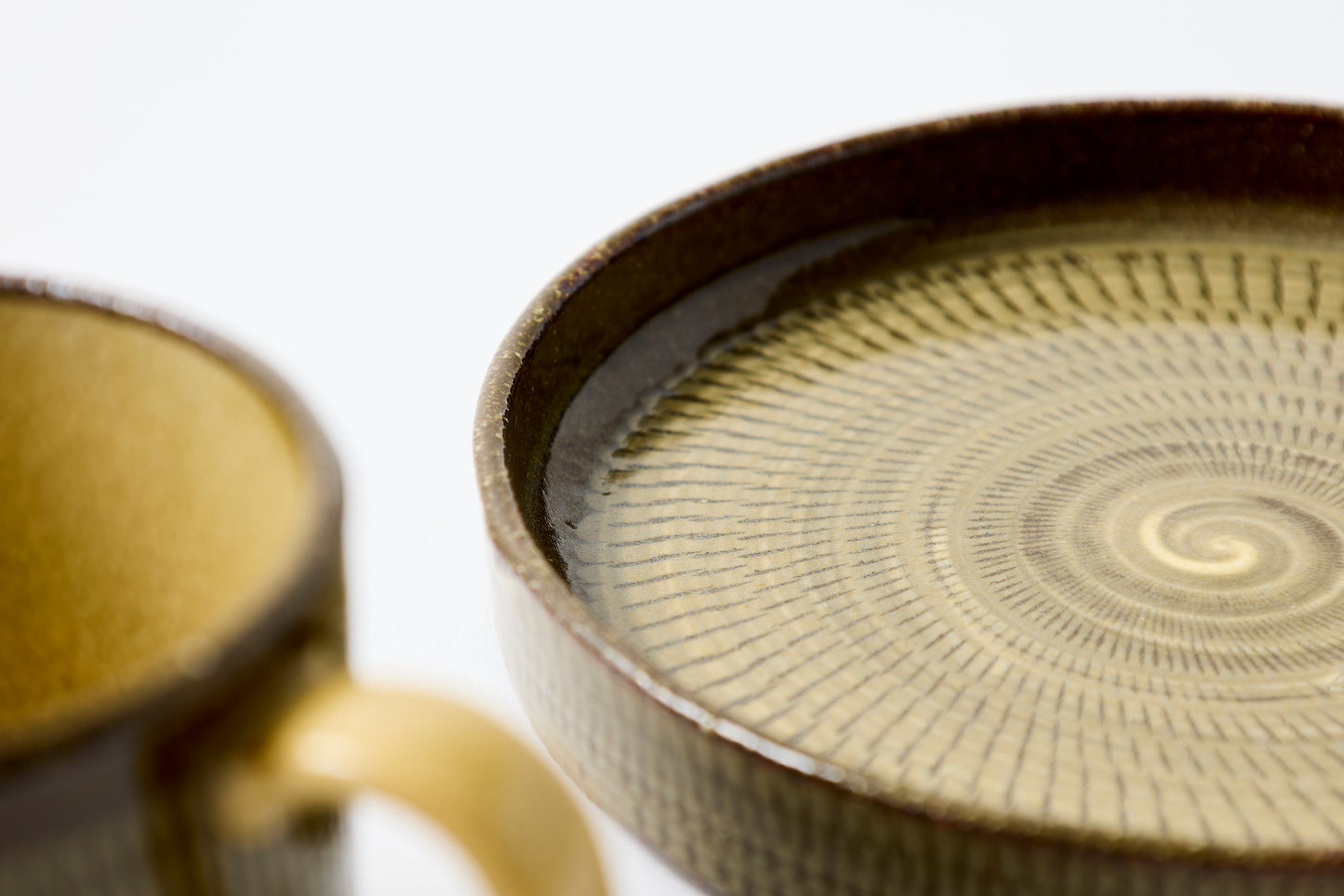 FD Yellow Glaze Tobikanna Coffee Cup & Saucer Hasami Porcelain