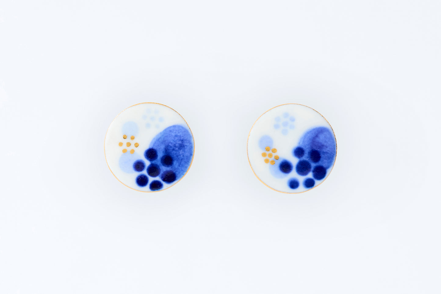 Hand-Painted Round Tile Flower Earrings