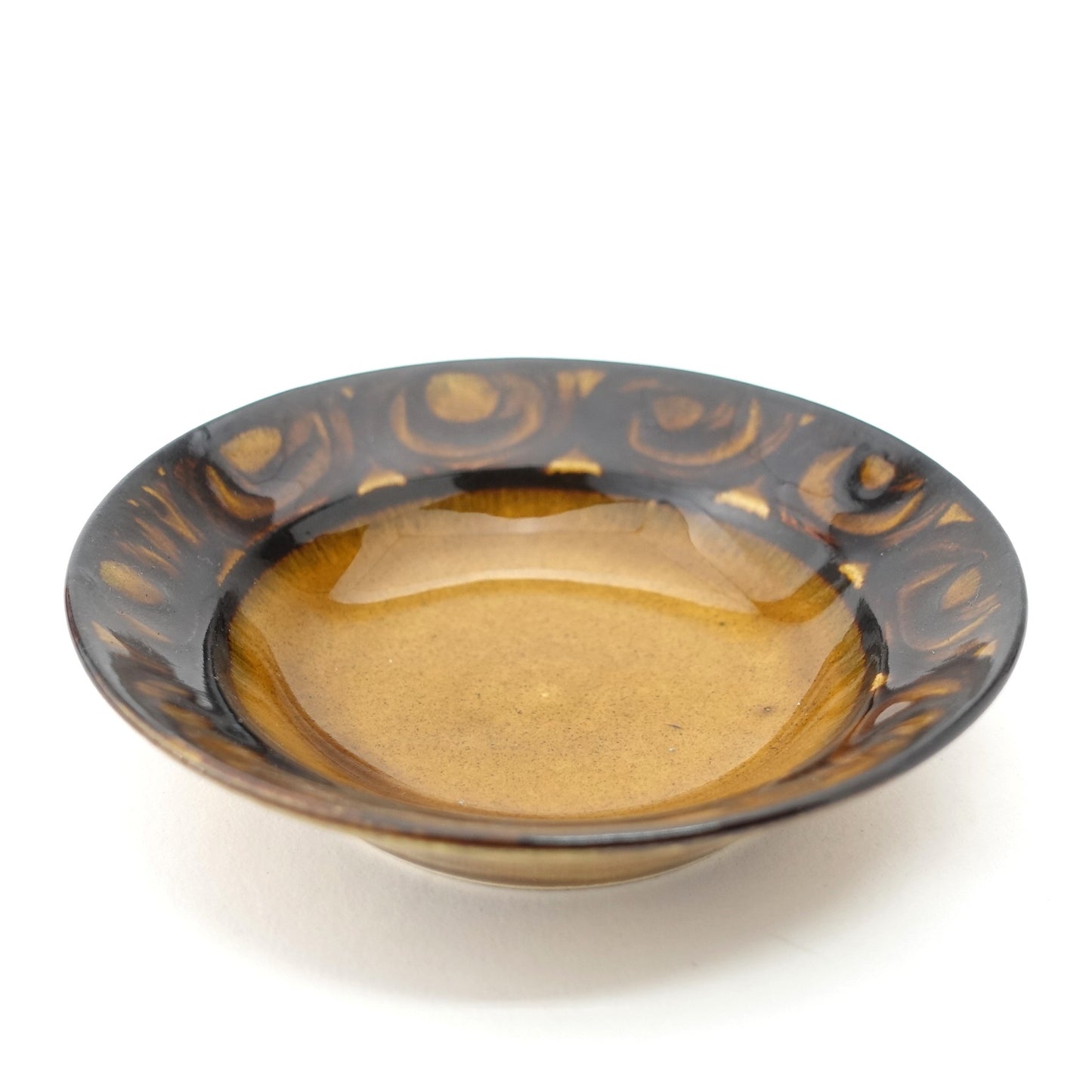 Circular Motif Amber Glaze Cup & Saucer Hasami Porcelain