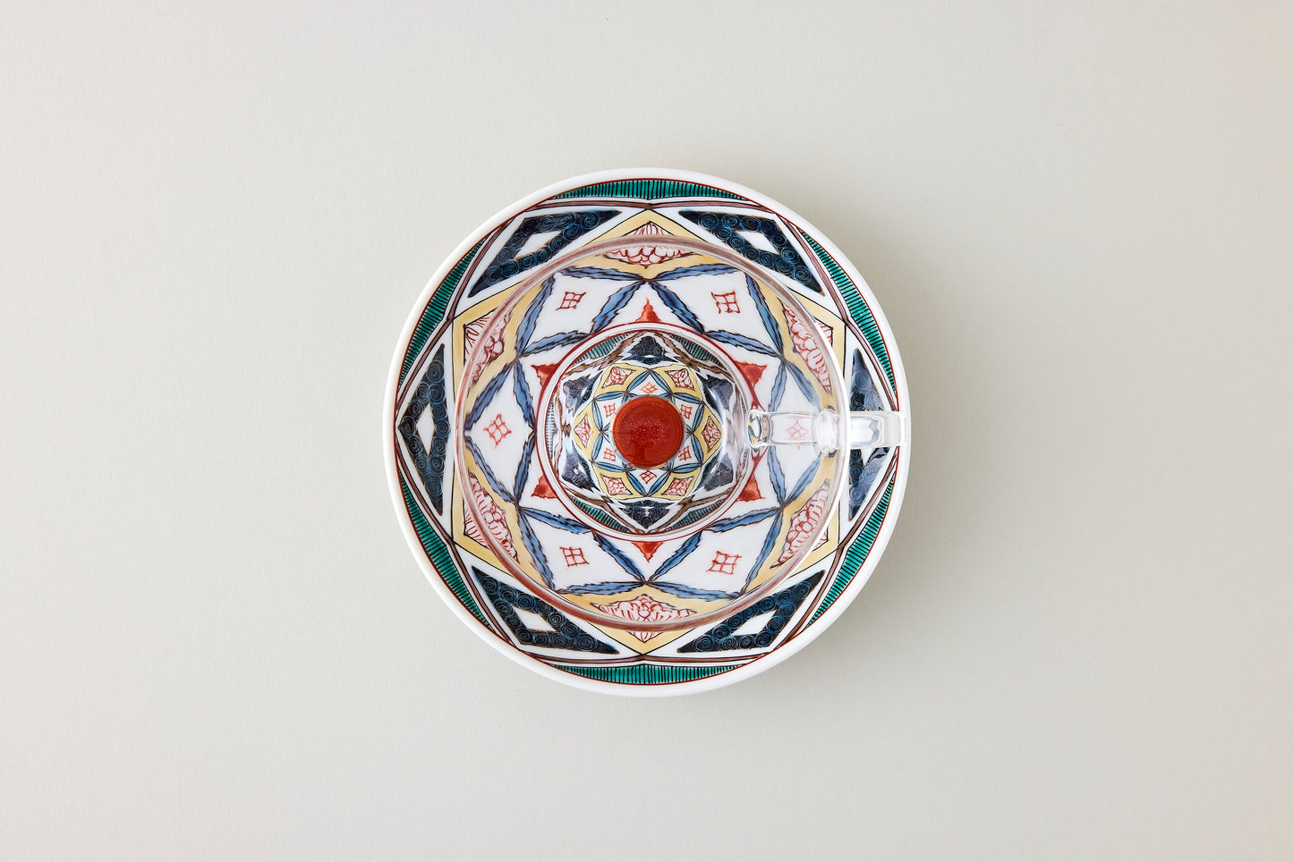 Coffee Cup & Saucer - Ko-Kutani Diamond Motif