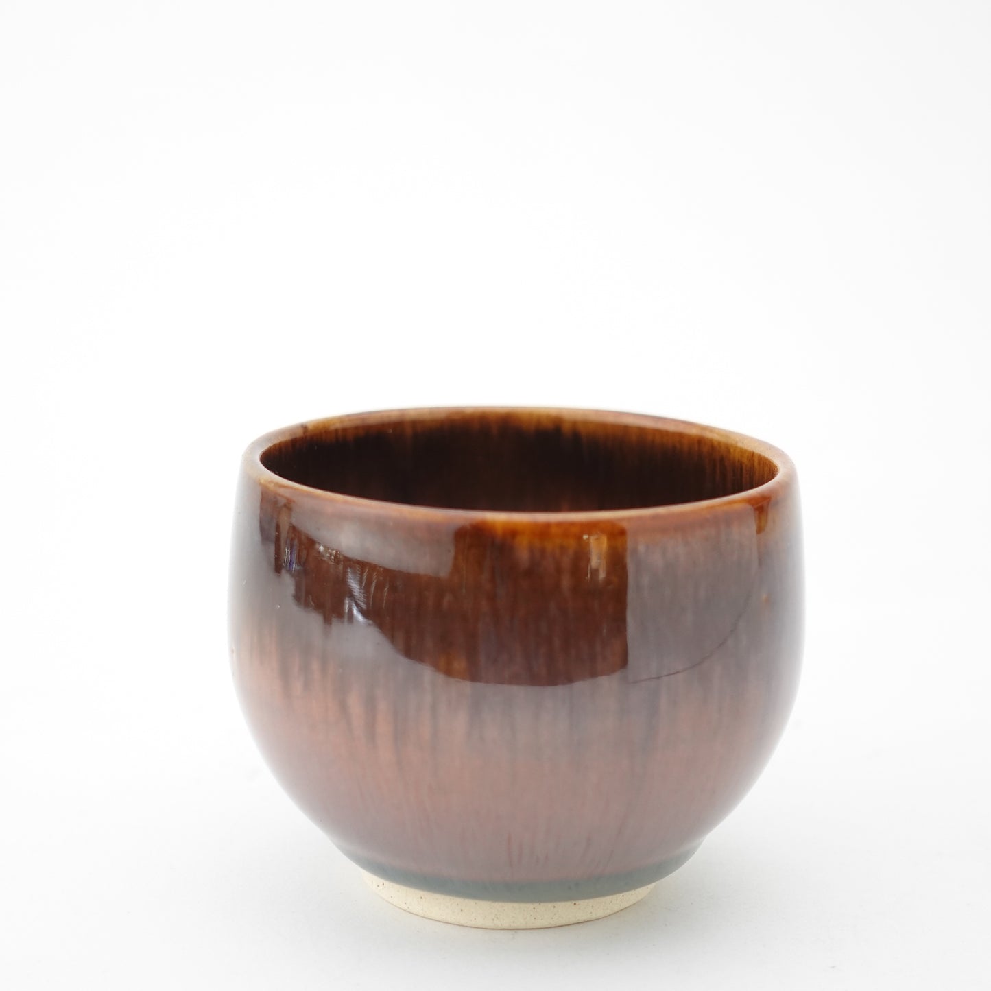 FD Rust Rim and Amber Glaze Sencha Teacup & Saucer Hasami Porcelain