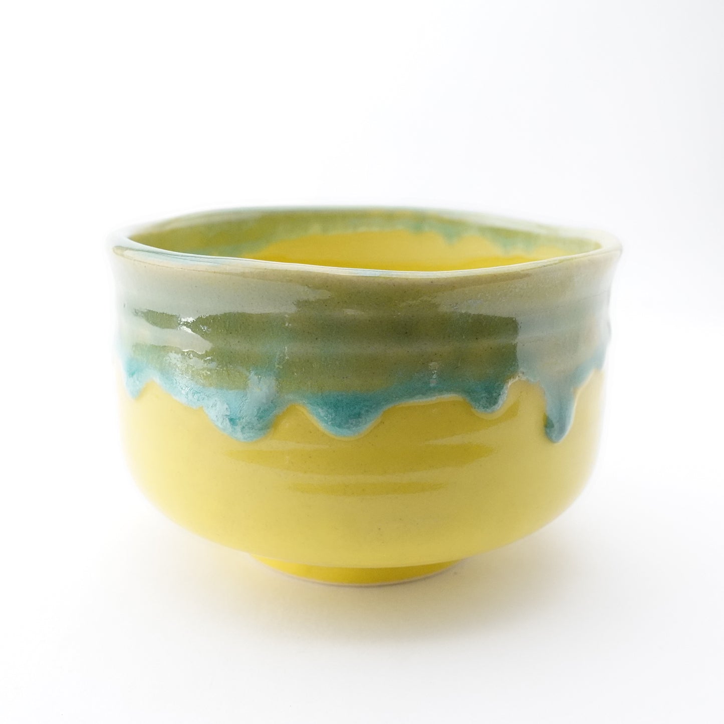 FD FD Yellow Glaze with Edge Drip Nodate Matcha Bowl Hasami Porcelain