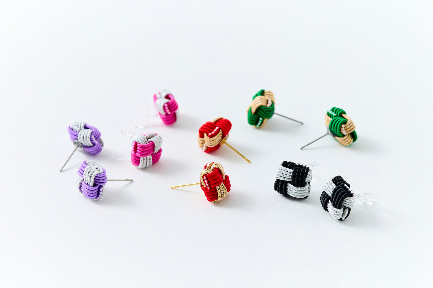 Ichimatsu | Pierced Earrings (Surgical Stainless Steel) - Green & Gold