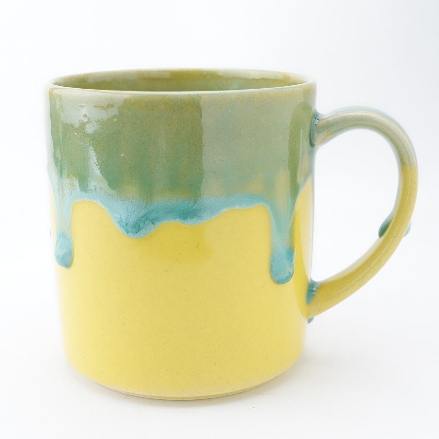 FD Green Rim Drip on Yellow Tall Mug Hasami Porcelain