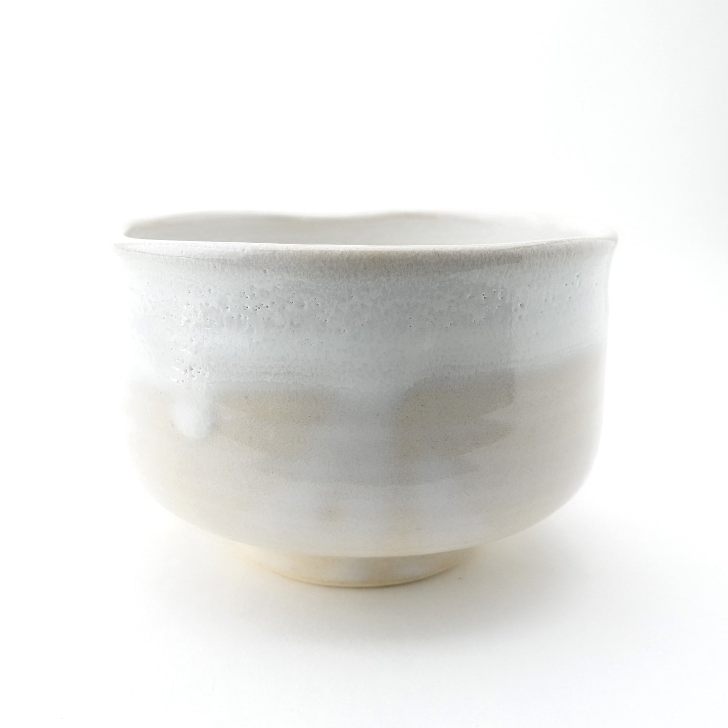 FD White Glaze White Karatsu Drip Nodate Matcha Bowl Hasami Porcelain
