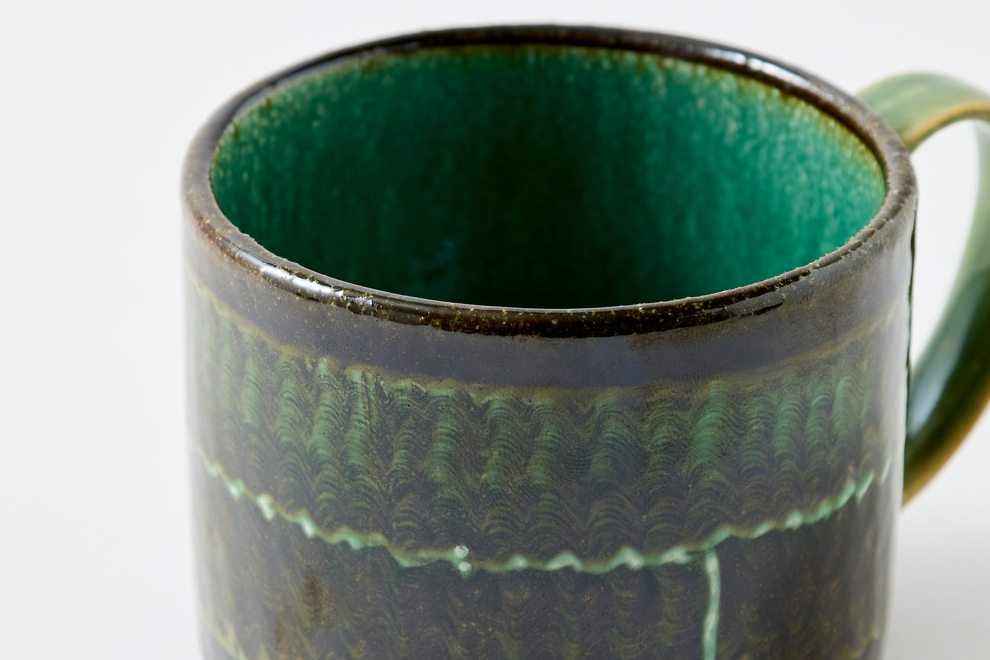 FD Green Glaze Bold Double Brush Stroke Mug Hasami Porcelain