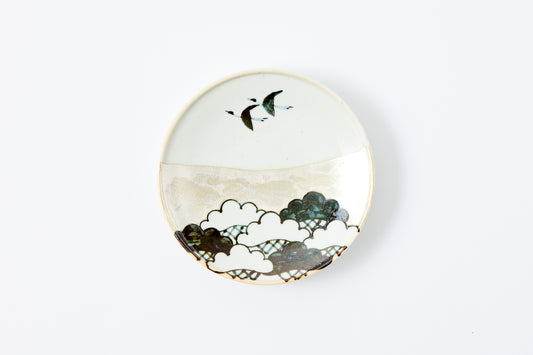 Silver-Accented Crane and Pine 4-inch Plate Imari Porcelain