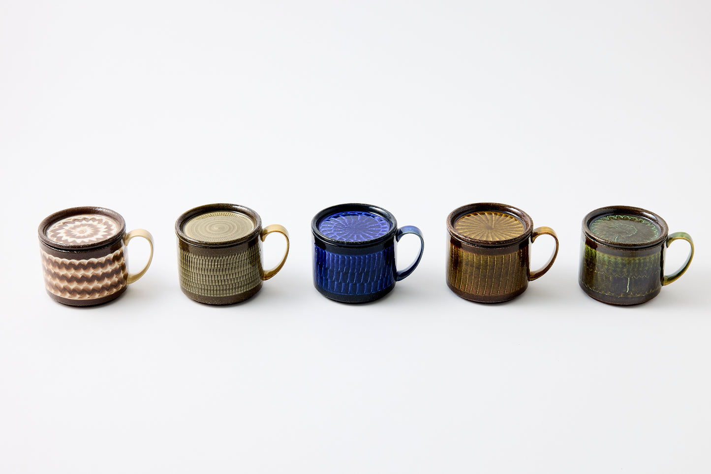 FD Blue Glaze Brush Stroke Lidded Mug Hasami Porcelain