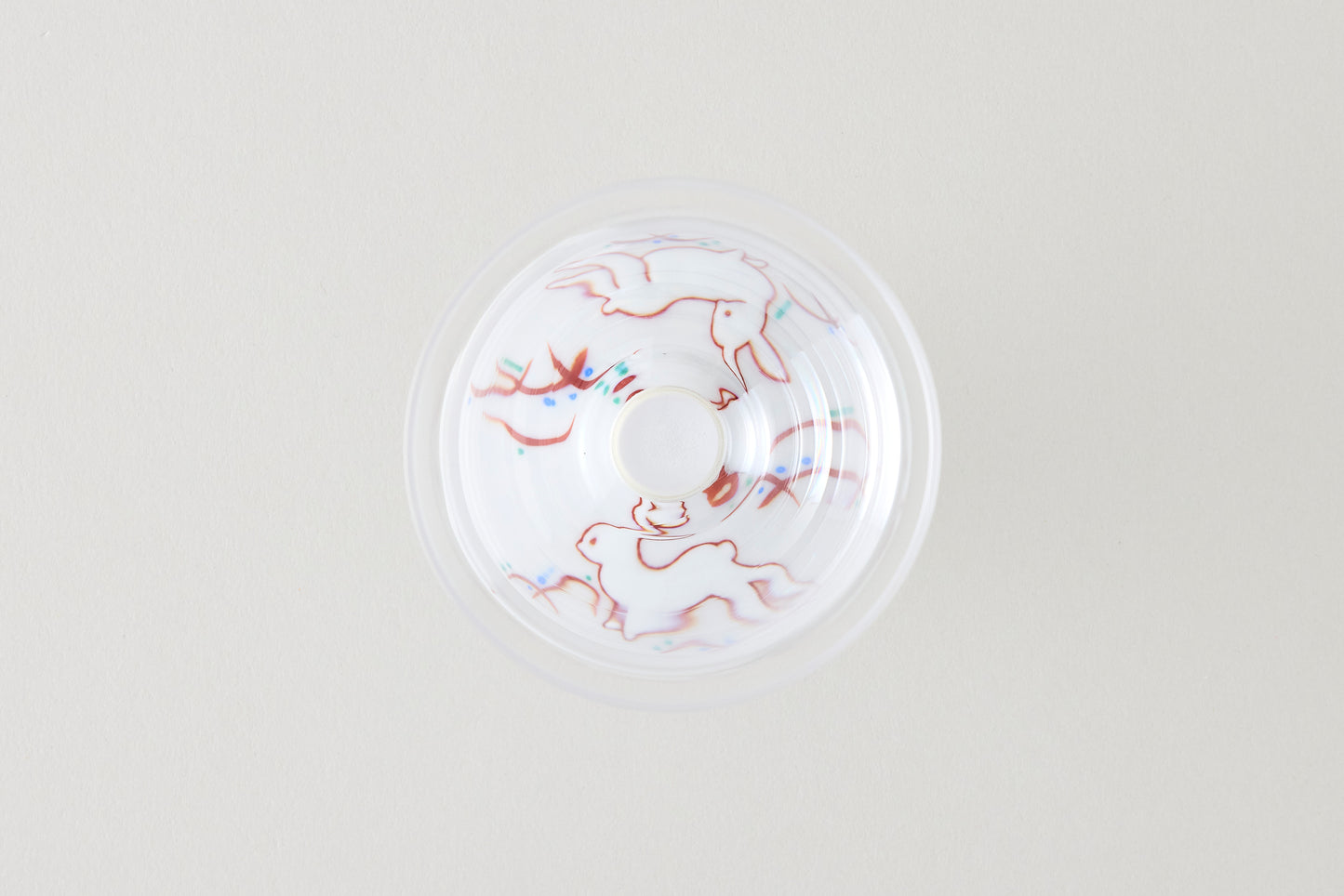 Free Glass Small (Plain) - Rabbit Motif Red