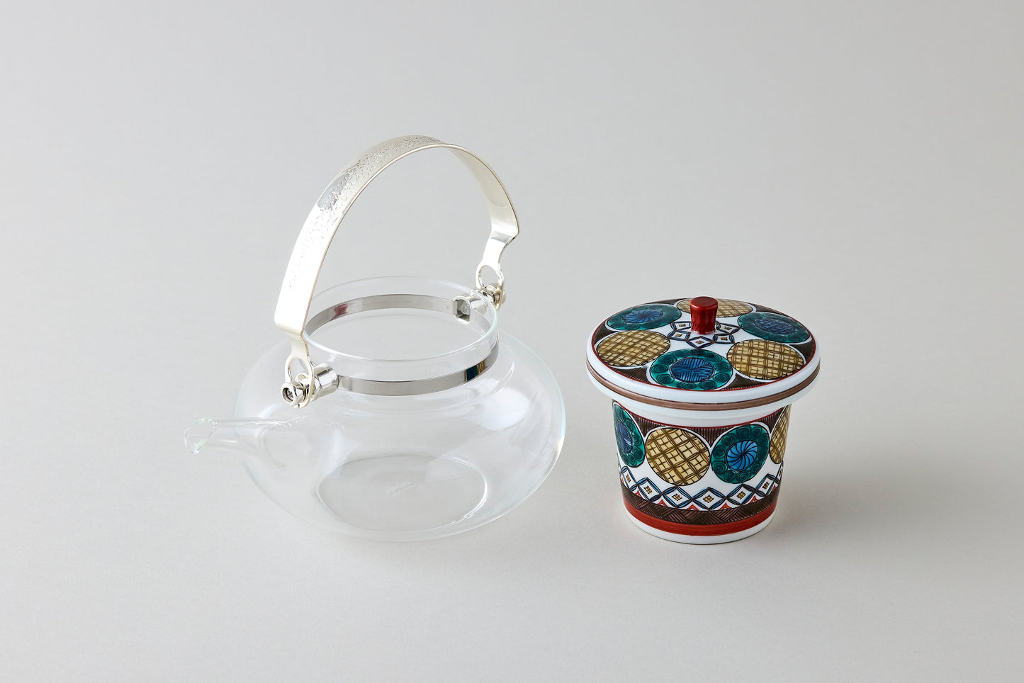 Kutani Glass Teapot - Ko-Kutani Circle Motif