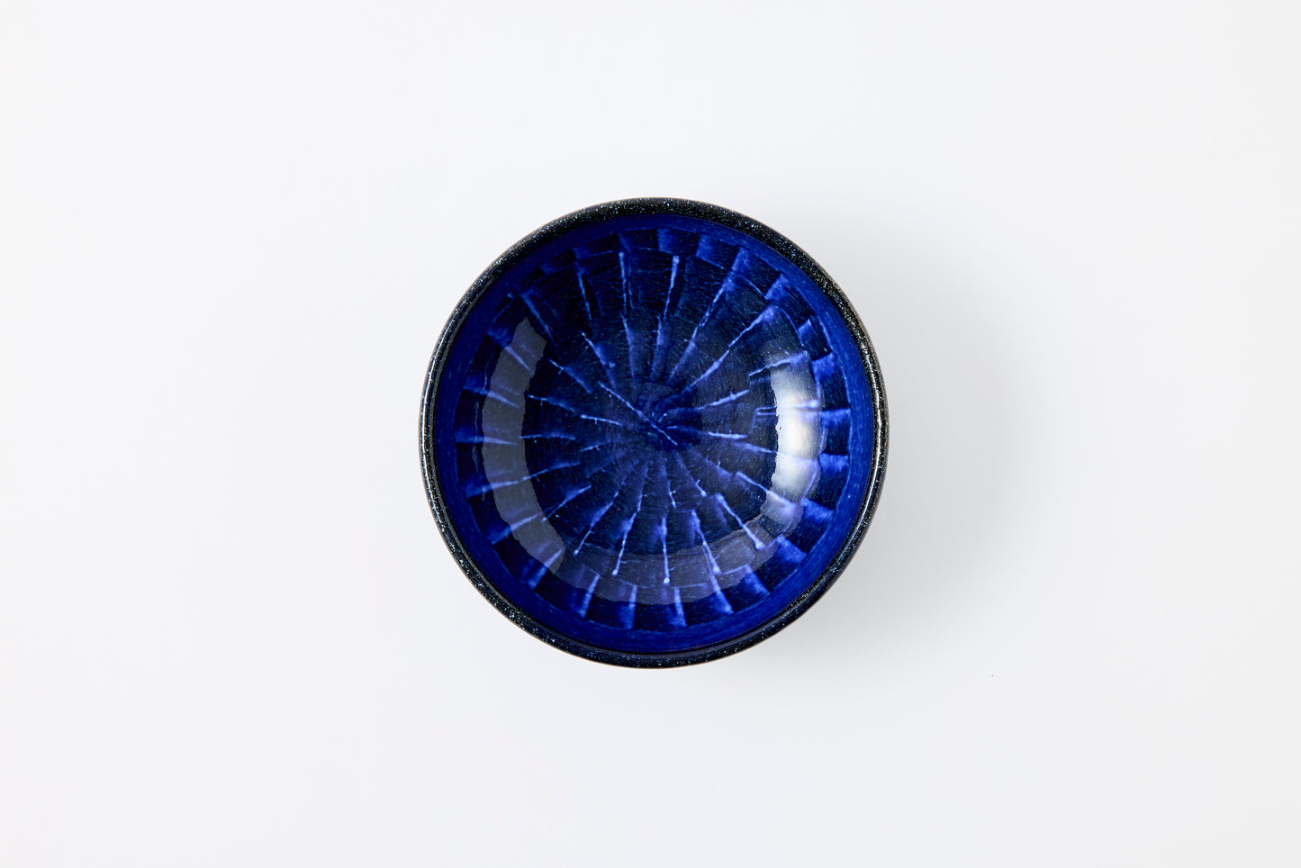 FD Blue Glaze Brush Round Flat Bowl Hasami Porcelain