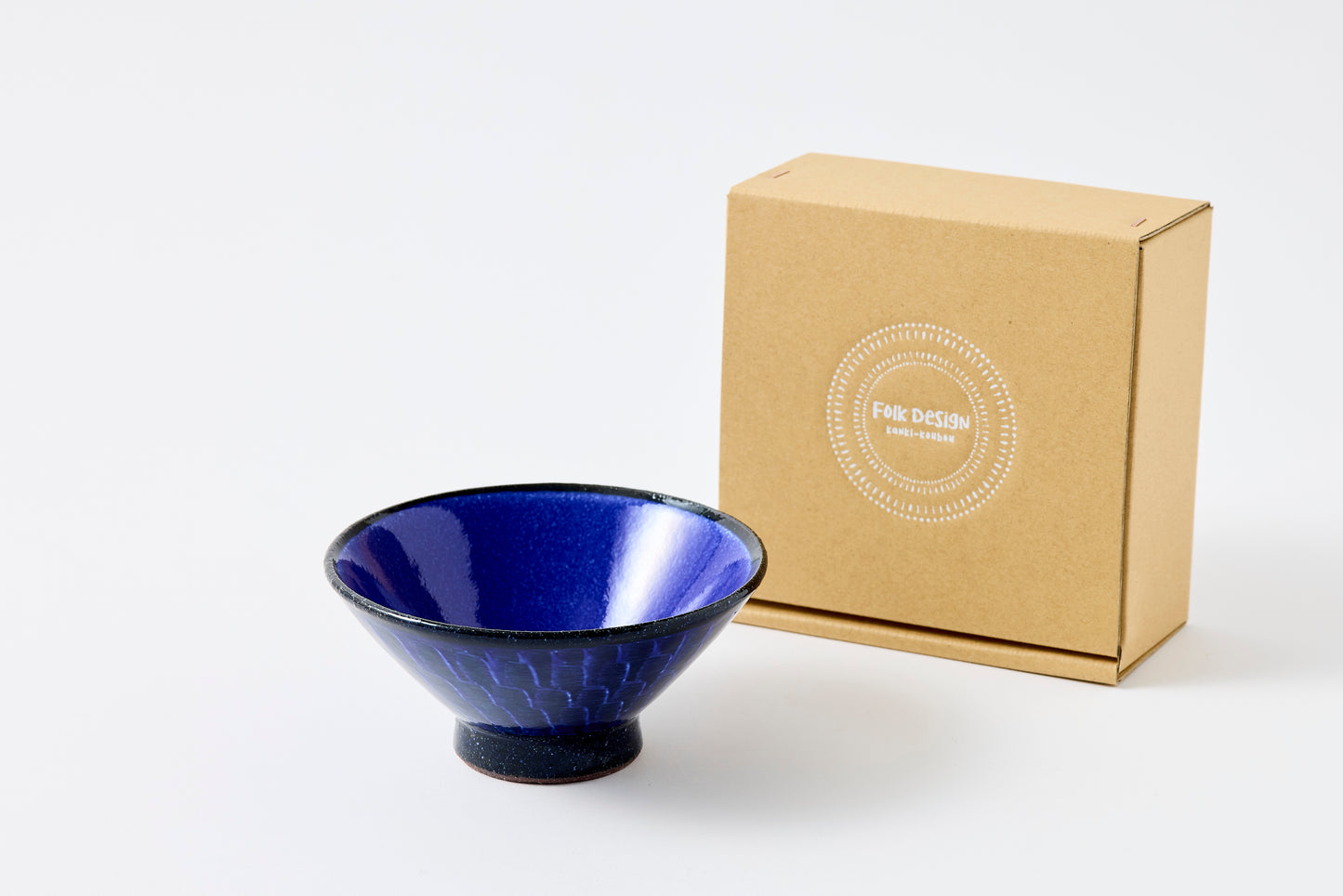 FD Blue Glaze Brush Stroke Rice Bowl Hasami Porcelain