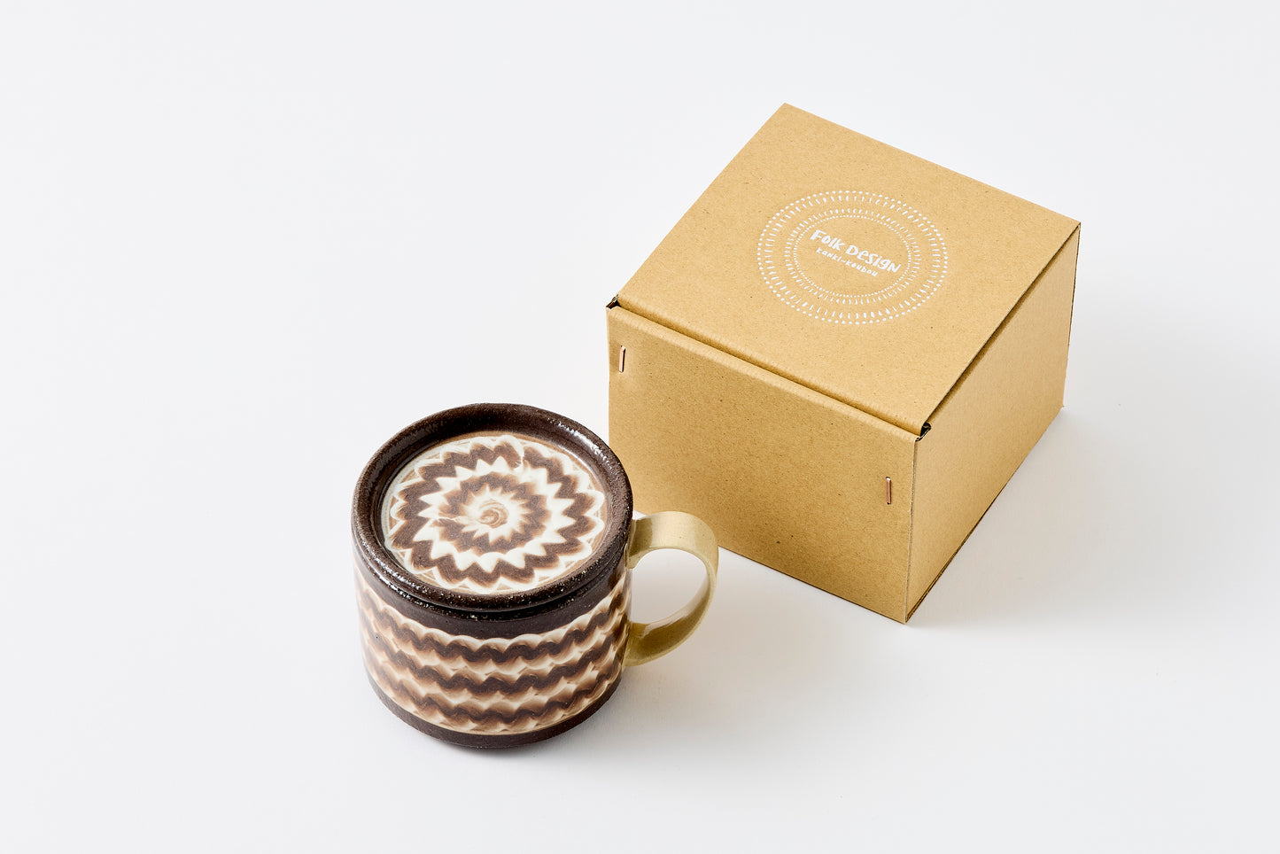 FD White Glaze Ripple Lidded Mug Hasami Porcelain