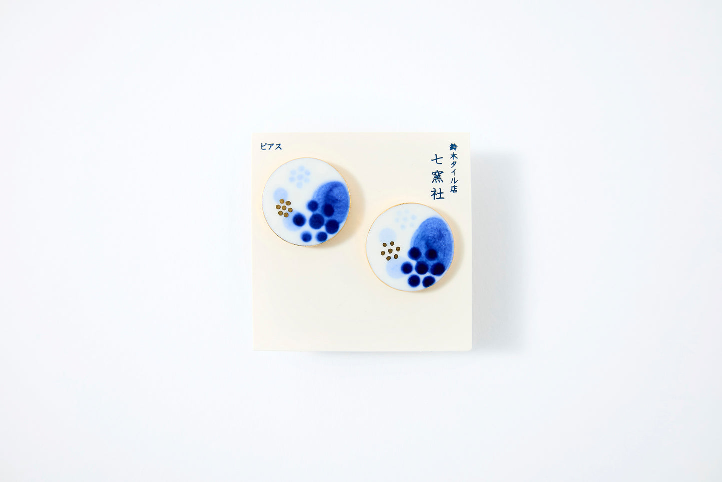 Hand-Painted Round Tile Flower Earrings