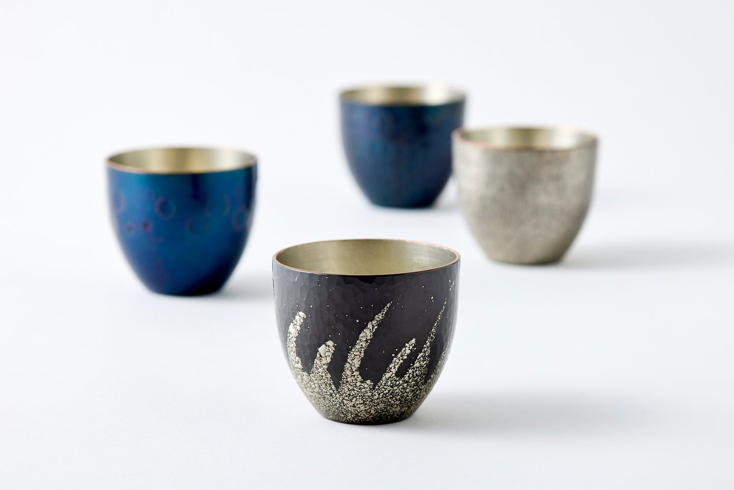 Sake Cup – Polished Tin / Splashing Waves