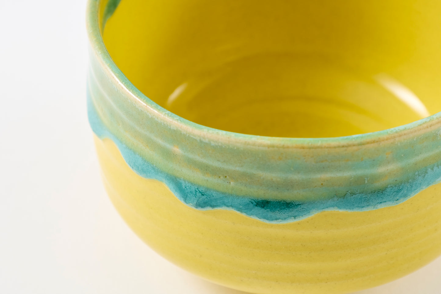 FD FD Yellow Glaze with Edge Drip Nodate Matcha Bowl Hasami Porcelain