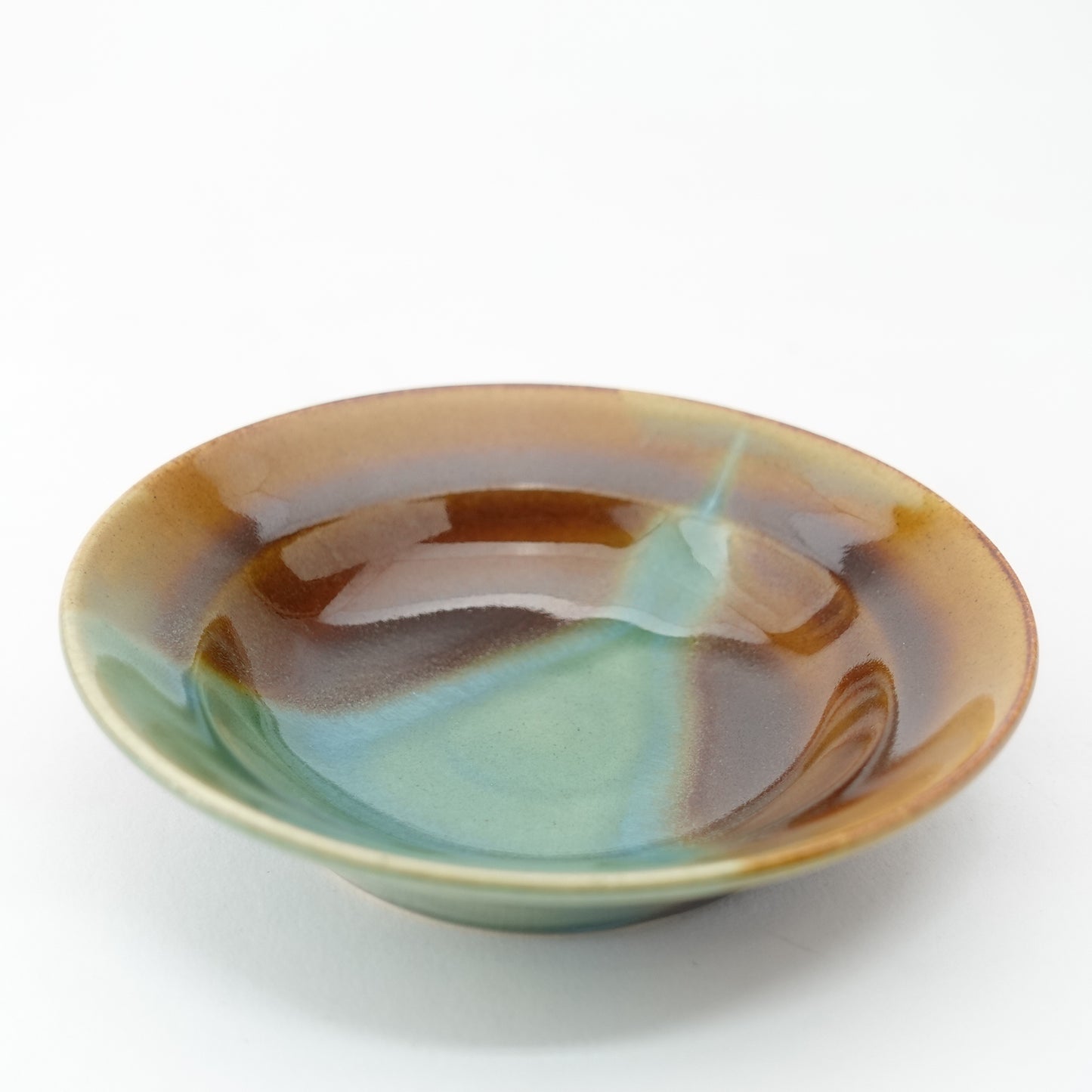 Oribe and Amber Split Glaze Cup & Saucer Hasami Porcelain
