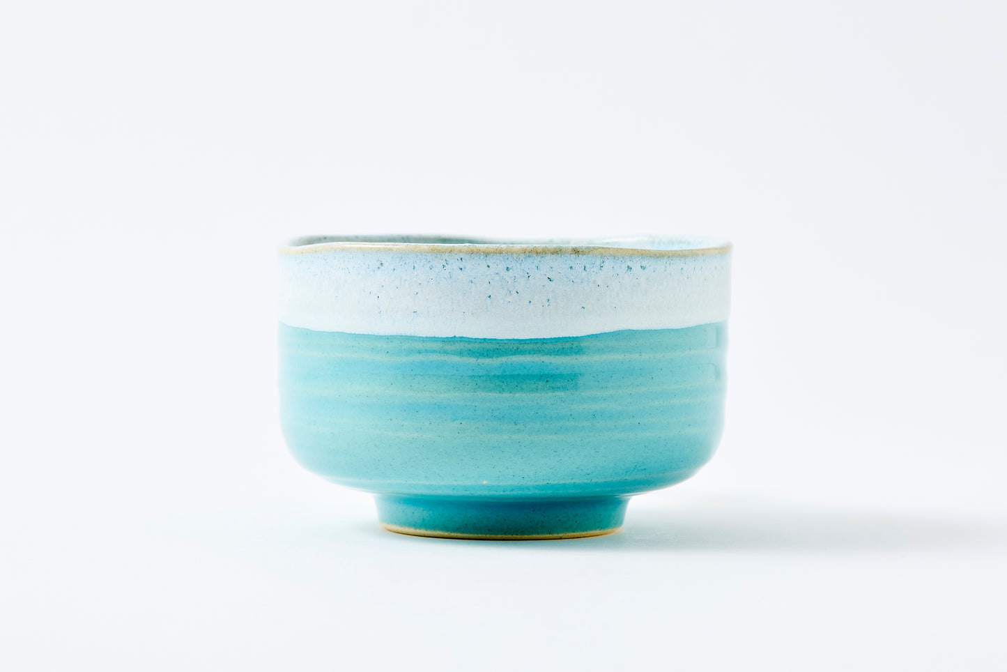 FD Blue Glaze and White Karatsu Drip Nodate Matcha Bowl Hasami Porcelain