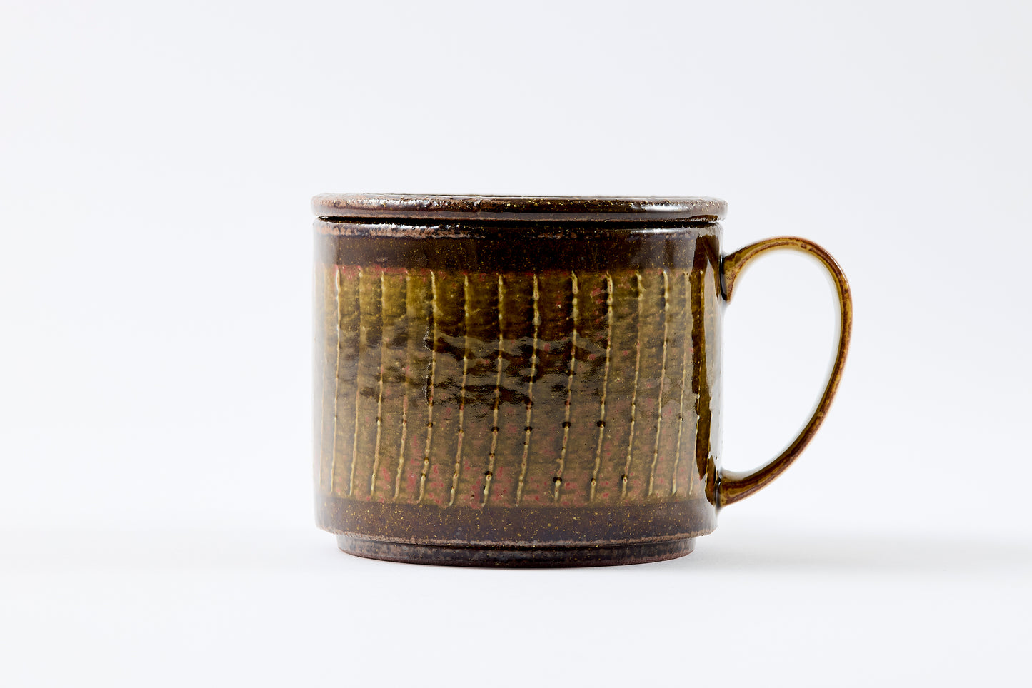 FD Amber Glaze Brush Stroke Lidded Mug Hasami Porcelain