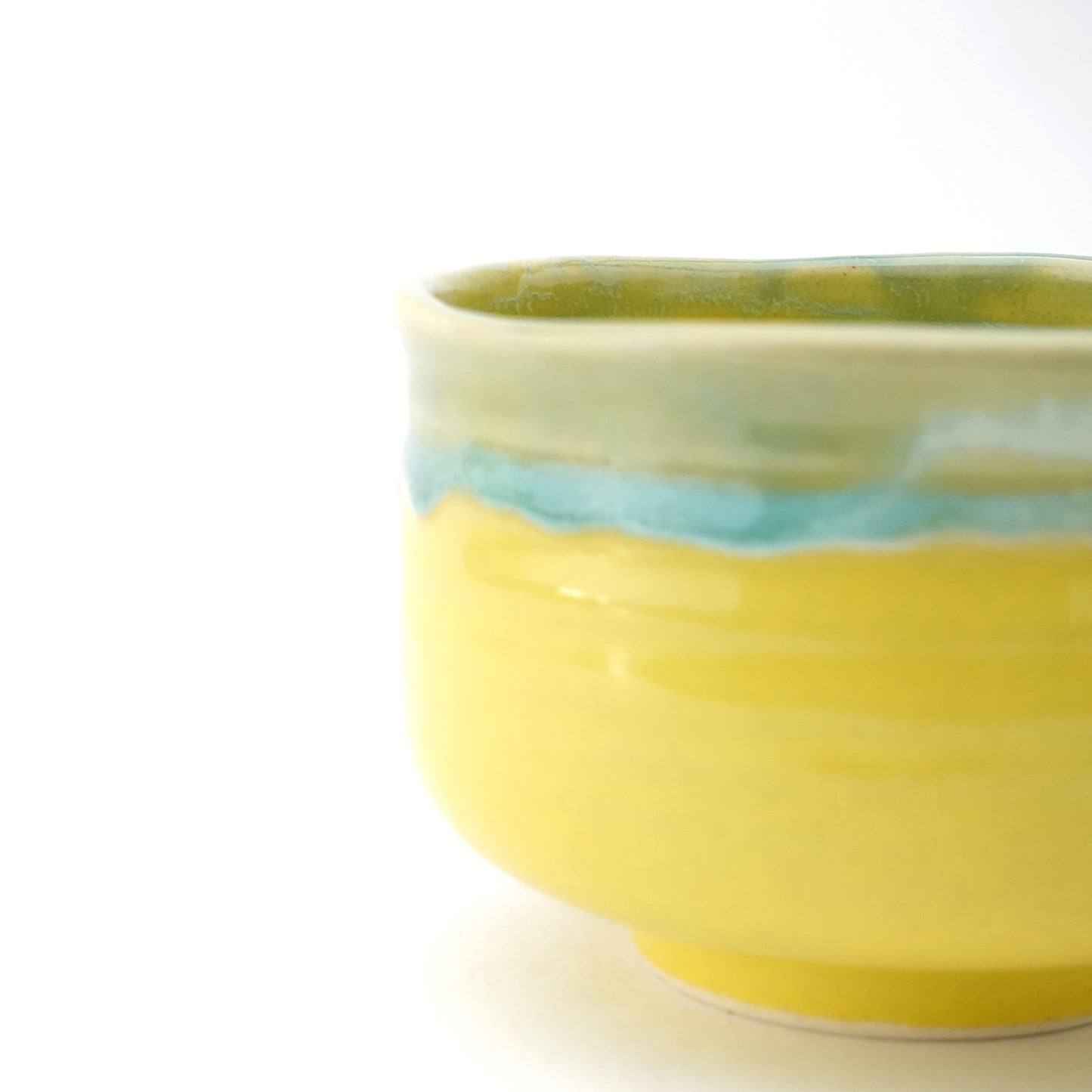 FD FD Yellow Glaze with Edge Drip Nodate Matcha Bowl Hasami Porcelain