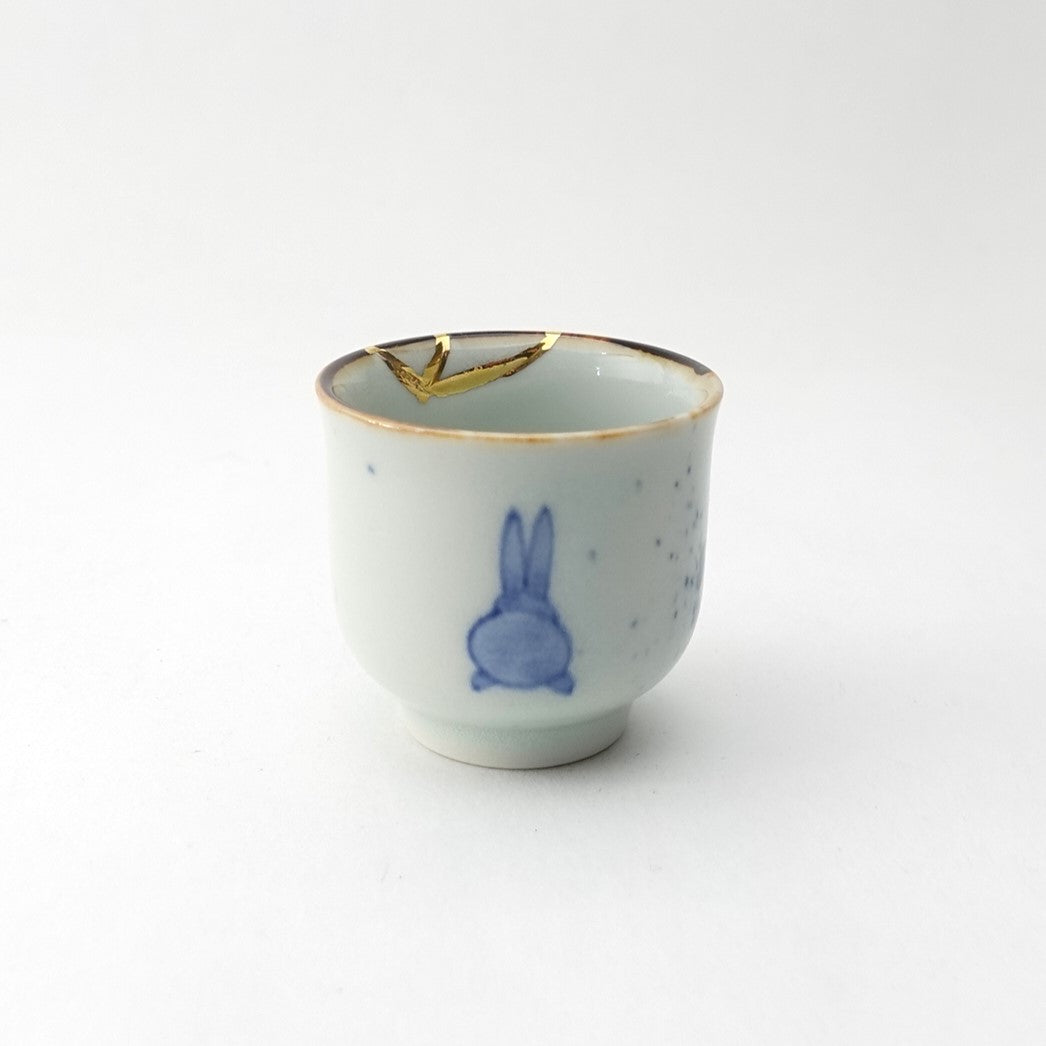 Gold Line Kosome Rabbit Sake Set Imari Porcelain